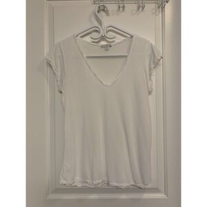 Standard James Perse Women Jersey Tee White V-Neck Short-Sleeve Cotton Size 1